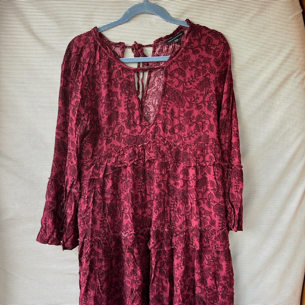 Elegant Burgundy Pink Floral Dress